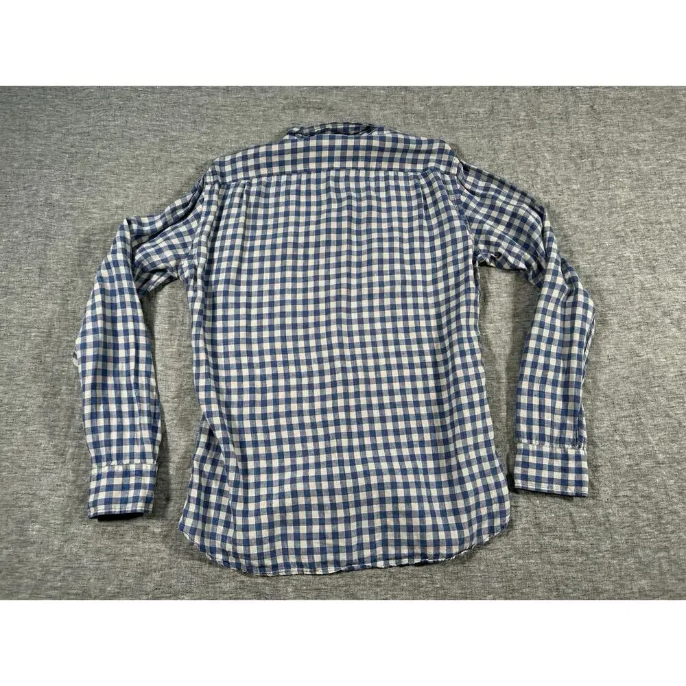 J Crew Baird McNutt Irish Linen Shirt Mens Large Plaid Classic Preppy Button-Up
